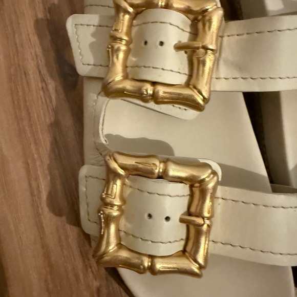 SCHUTZ Enola Cream Sandals with Gold Buckles Anthropologie 8 - Picture 8 of 11